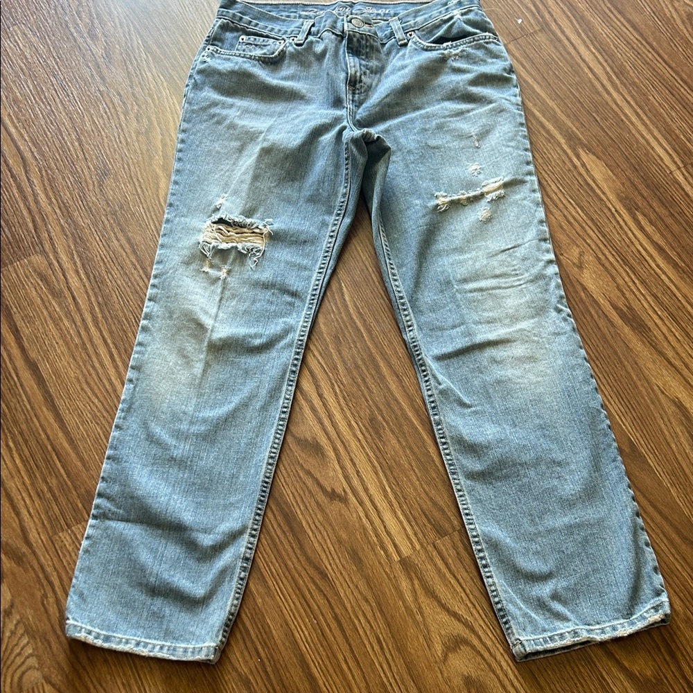 LONDONJEAN Light Blue Embroidered Waistband Denim Jeans